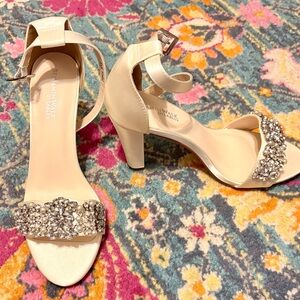 Benjamin Walk Cream and Silver Embellished Heels